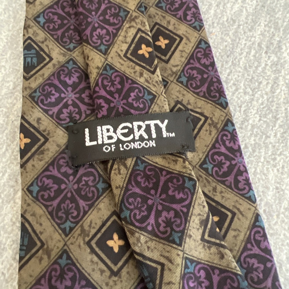 Liberty Of London Silk Tie Medallion Print USA Vintage Career Formal Green - Picture 5 of 6
